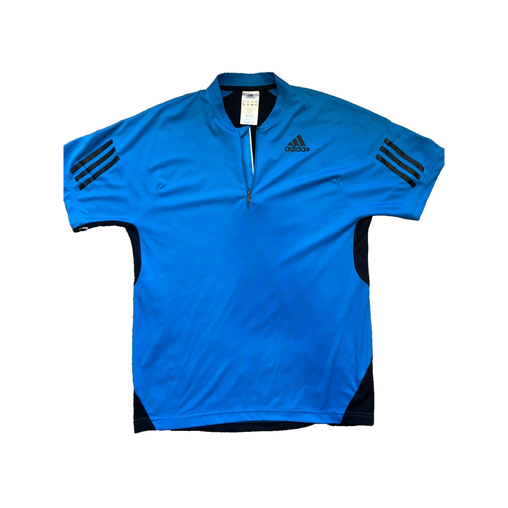 Adidas Short Sleeve Cycling Jersey Men's Small 1/2 Zip Blue Breathable Blokecore